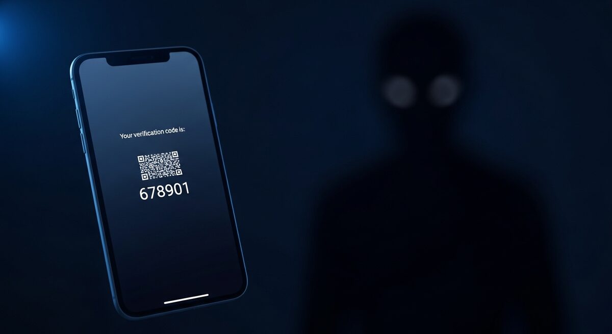 A phone receiving a one-time verification code being exploited in a Google Voice scam